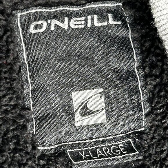 O'Neill Hoodie Mens Extra Large Y2K Gray Sherpa Lined Zip Up Jacket Spell Out - Picture 6 of 15